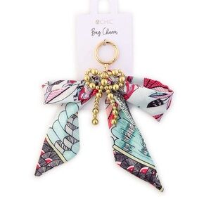 Chic Floral Bag Charm with Gold Beads